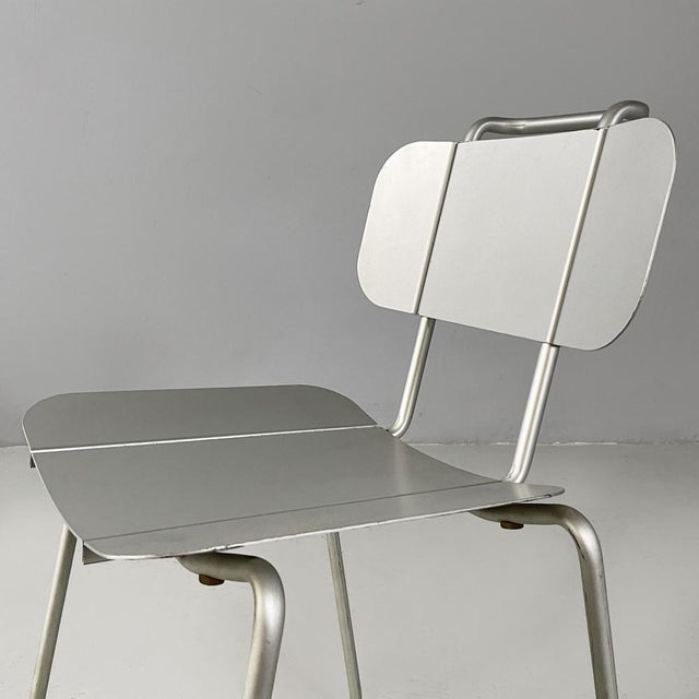 1980s Italian Modern Aluminum Stackable Chairs by Tanzi, 1980s, Set of 4 For Sale - Image 5 of 18