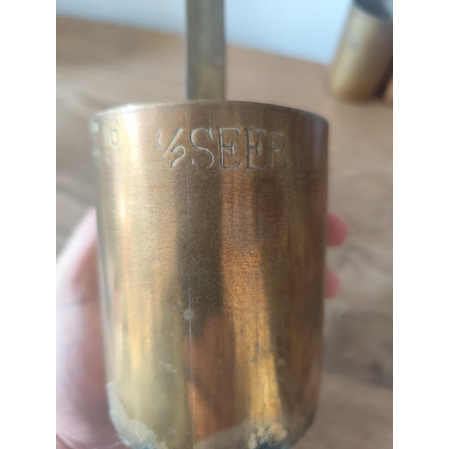 Large Vintage Indian Brass Merchant Measuring Set by Hakamchand Poona, 1890s, Set of 6 For Sale - Image 6 of 15