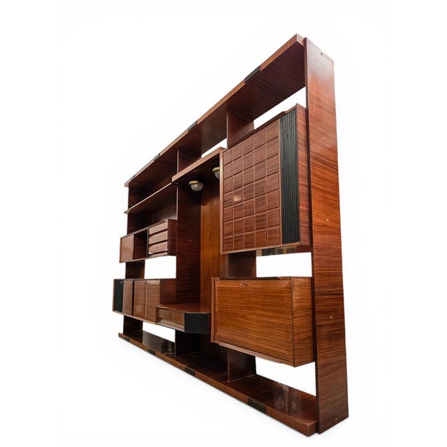 Wood Italian Modular Wall Unit by Dassi, 1960s For Sale - Image 7 of 17