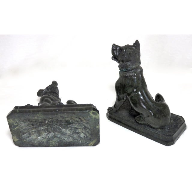 Stone Antique Hand Carved Hard Stone - Marble Figuraive Dog Bookends - a Pair For Sale - Image 7 of 13