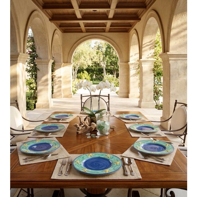 Ceramic Set of 10 Made in Italy Coastal Starfish Buffet-Charger Plates For Sale - Image 7 of 9