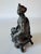 Late 19th Century Antique Ansonia Figural Clock Top Seated Woman With Lyre Cast Metal Statue For Sale - Image 5 of 9