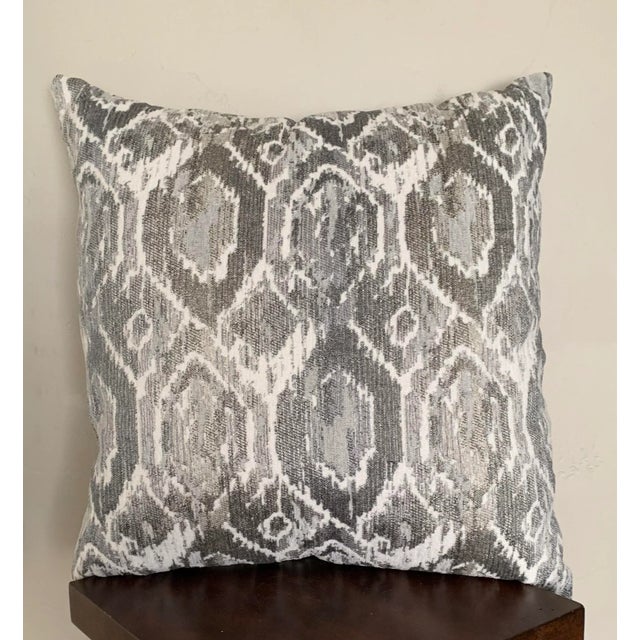 Early 21st Century 22” Gray and Thick White Woven Diamond Pattern New Pillow For Sale - Image 5 of 5