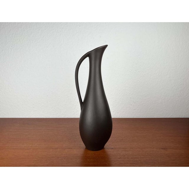 Mid-Century Modern Minimalist Wormser Terra-Sigillata Pottery Carafe Vase, Germany, 1960s For Sale - Image 10 of 13