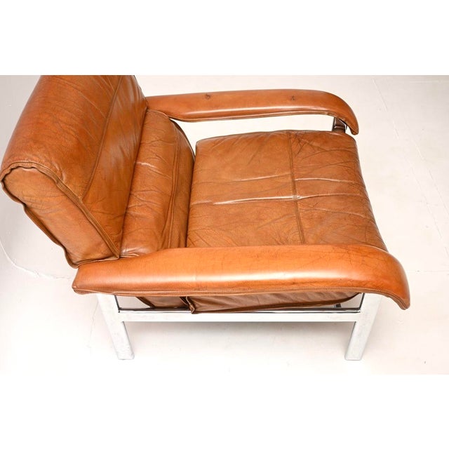 Brown Vintage Leather and Chrome Lounge Chair from Pieff, 1970 For Sale - Image 8 of 11