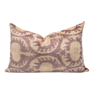 Handmade Ikat Silk Velvet Pillow With Premium Down Feather Insert by Canvello For Sale
