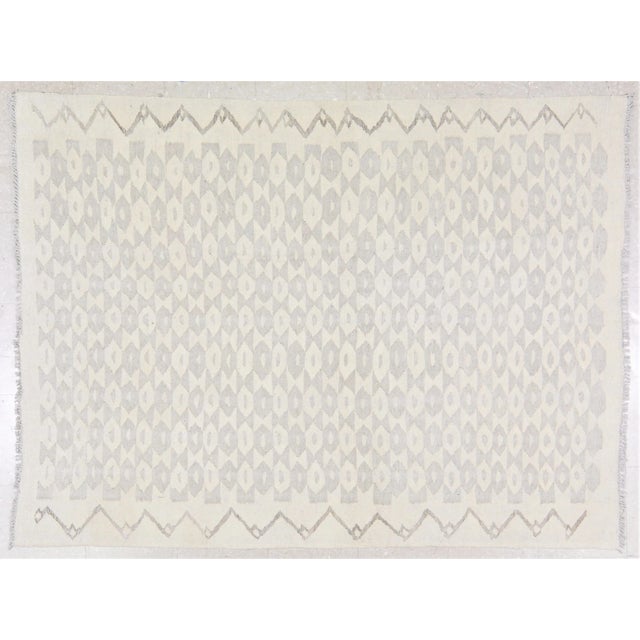 1990s Vintage Afghan Hand Made Organic Undyed Wool Maimana Kilim,5'x6'8" For Sale - Image 5 of 5