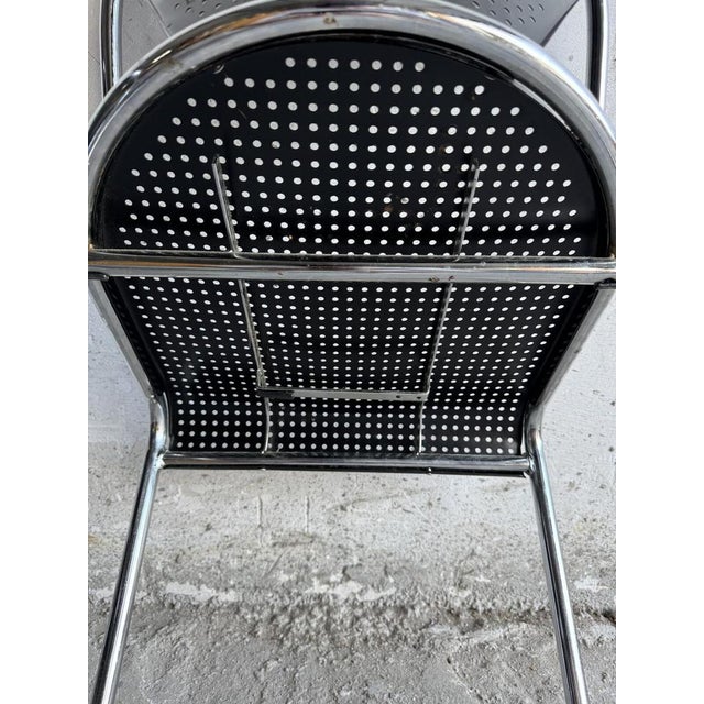 Metal Set of Metal Office Chairs with Peforated Design For Sale - Image 7 of 8