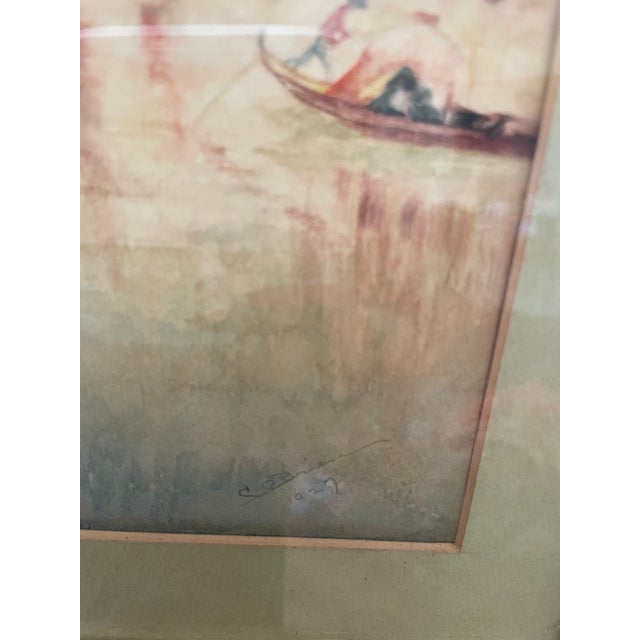 1920s Framed Watercolor of Venice For Sale - Image 5 of 7