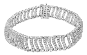 .925 Sterling Silver 5.00 Cttw Round-Cut Diamond "S" Link Bracelet - Size 7.25