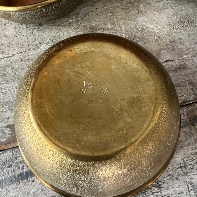 1940s Set of 4 Vintage British Royal Navy Brass Finger Mess Bowls For Sale - Image 5 of 13