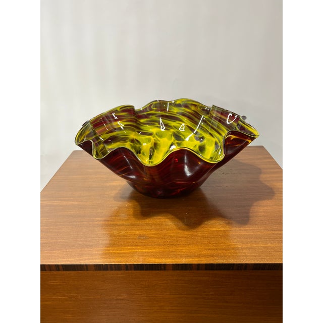 2006 Handley Signed Scalloped Edge Glass Bowl | Chairish