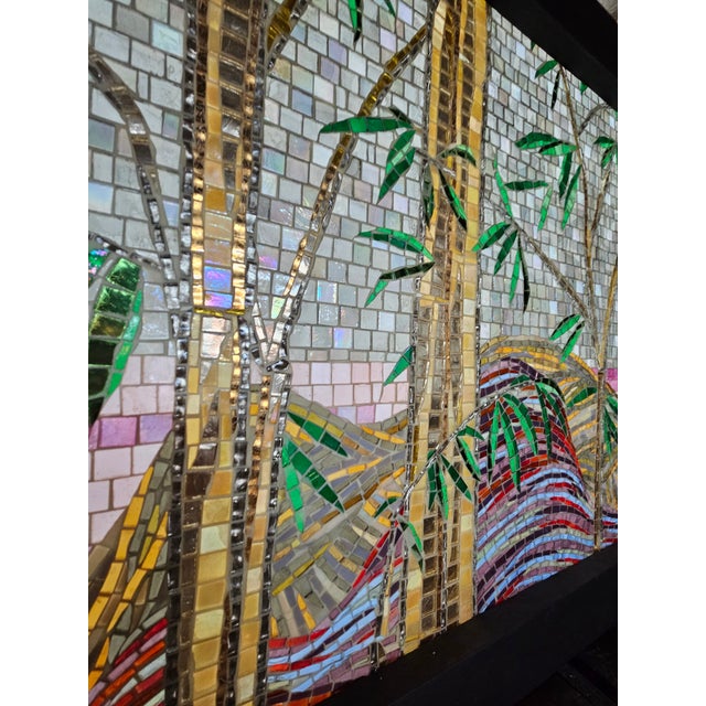 Green 1990s Contemporary Handcrafted Polychrome Glass Mosaic Landscape Tryptich Sculptural Wall Art - 3 Piece Set For Sale - Image 8 of 12