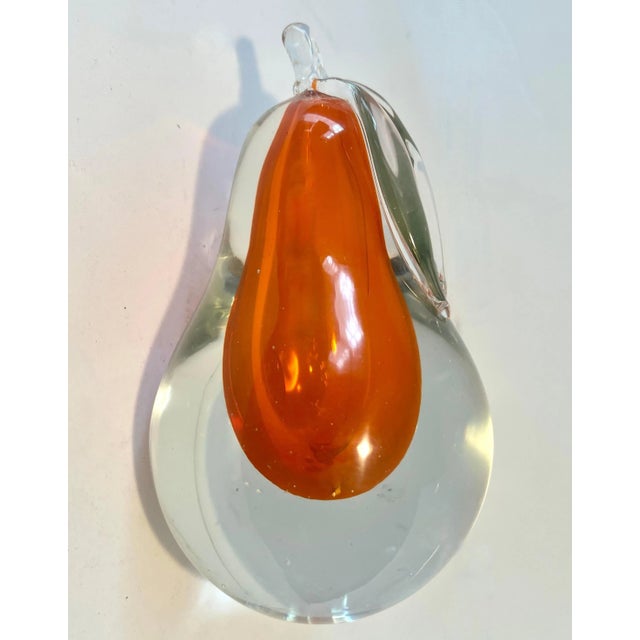 Transparent Murano Glass Pear Bookend Paperweight or Decorative Piece For Sale - Image 8 of 10