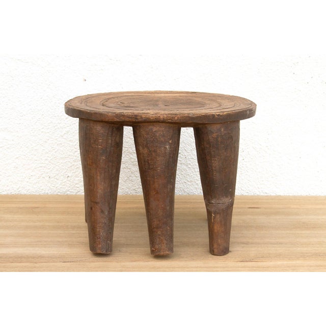 Rustic Finely Carved African Stool For Sale - Image 4 of 9