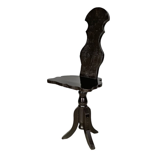 Italian Antique Chair in Black Wood, 1800s For Sale