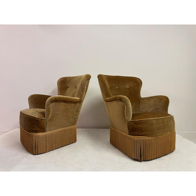 Set of Danish Lounge Chairs with Fringe Skirts, 1950s For Sale - Image 11 of 16