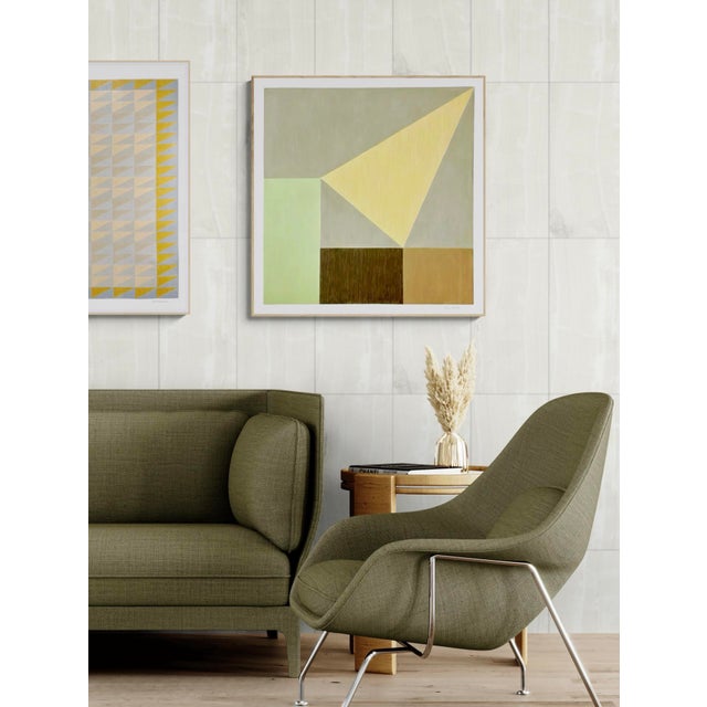 Contemporary Mixed Media Geometric With Yellow Triangle For Sale - Image 3 of 4