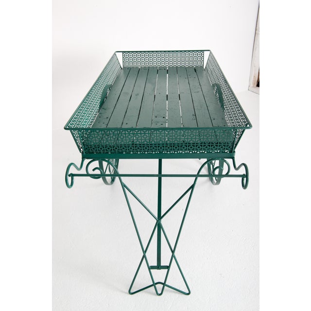Wood Large Green Wood and Metal Garden Flower Cart For Sale - Image 7 of 12