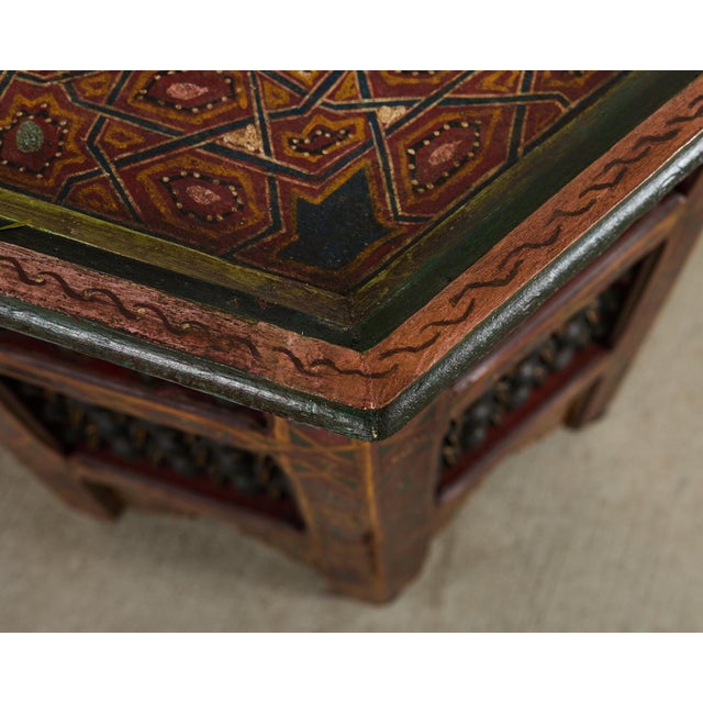 Moorish Middle Eastern Hexagonal Polychrome Drink Table For Sale - Image 12 of 12