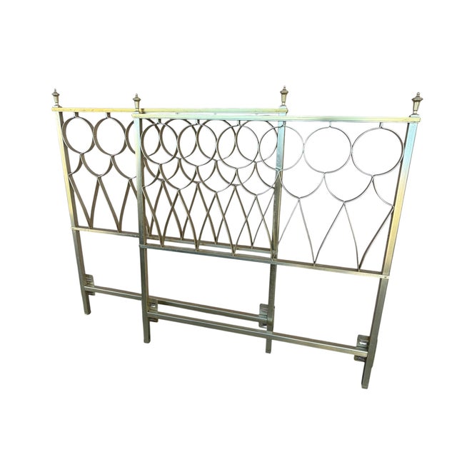 1970s 1970s Style-O-Kraft Hollywood Regency Mid-Century Brass-Tone Twin Headboards—A Pair For Sale - Image 5 of 18