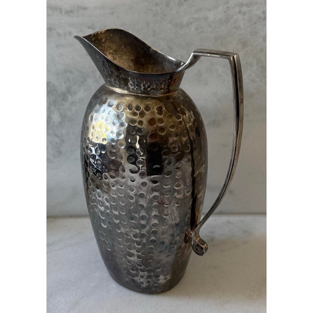 Vintage Hammered Metal Water Pitcher For Sale - Image 4 of 10