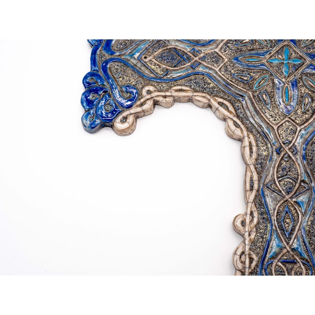 Ceramic Raku Ceramic Wall Sculpture Intertwining Flowers and Geometries by Stefania Zoppellaro For Sale - Image 7 of 13