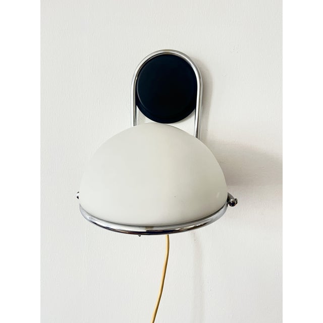 Vintage Space Age Chrome Glass Adjustable Wall Lamp, Italy, 1970s For Sale - Image 11 of 11