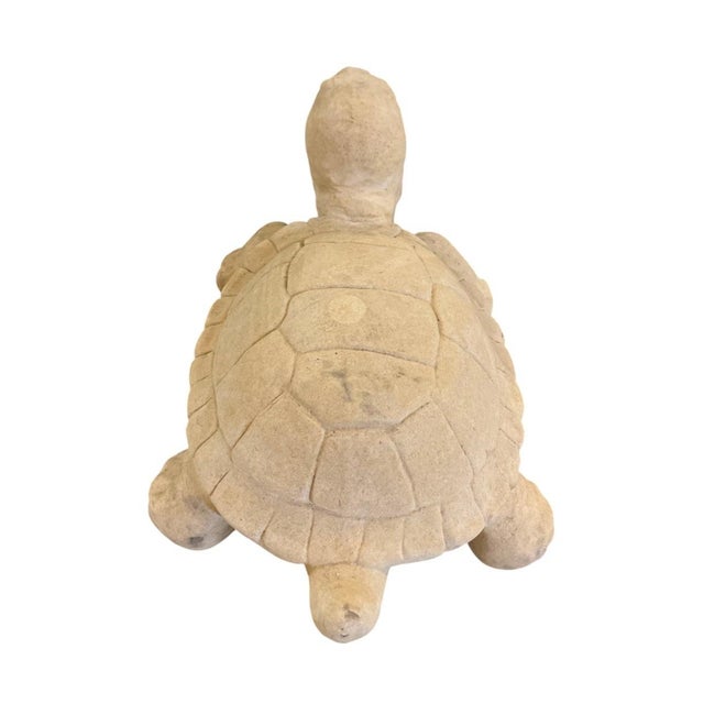 Folk Art Vintage Cast Stone Turtle Garden Statue For Sale - Image 3 of 12