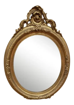 Large 19th C American Rococo Revival Oval Giltwood Mirror