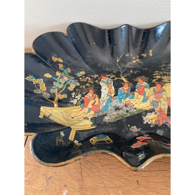 Antique French Napoleon III Papier-Mâché Tray, 1800s For Sale - Image 15 of 18
