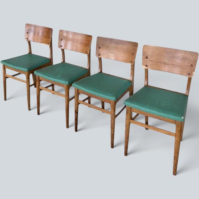 Vintage Oak Dining Chairs, 1960s, Set of 4 For Sale - Image 9 of 9