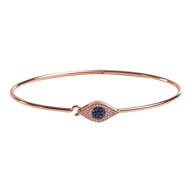 Rocks With Soul Rose Gold Evil Eye Diamond Bangle For Sale