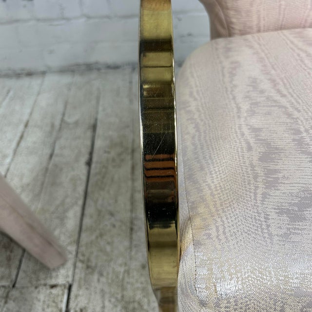 Pair of Carson’s Art Deco Hollywood Regency Brass Arm Cantilever Chairs For Sale In Cleveland - Image 6 of 12