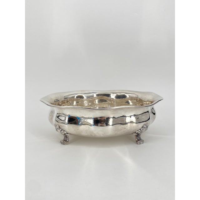 Large Antique 800 Silver Bowl on Lion Feet, Germany For Sale - Image 4 of 14