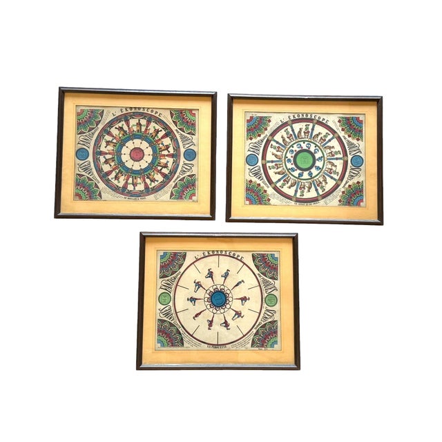 Framed Original Phenakistoscopes, France, 1890s, Set of 3 For Sale - Image 5 of 9