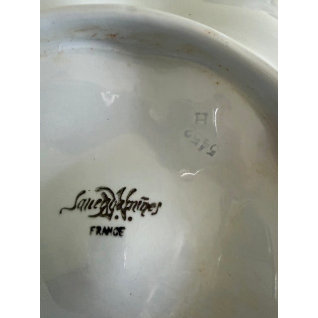 Ceramic 1910s French Art Deco Sareggemines Oyster Plate in Pale Blue, 6 Available For Sale - Image 7 of 8