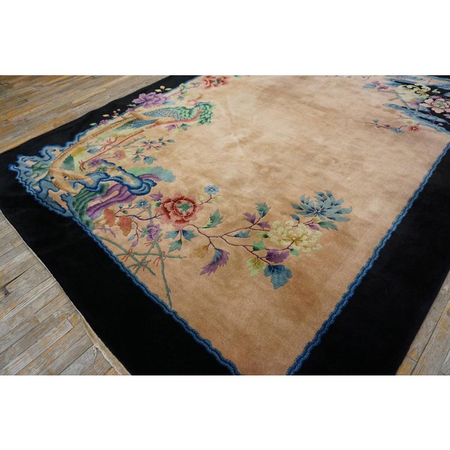 Early 20th Century 1920s Brown Earth Tone Antique Chinese Art Deco Carpet Made by Nichols Workshop Rug 7'10" X 9'6" For Sale - Image 5 of 18
