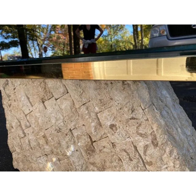 Glass 1980s Vintage Post Modern Tessellated Stone Coffee Table For Sale - Image 7 of 9