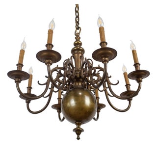 Antique 19th Century Dutch Bronze Chandelier with Eight Arms For Sale