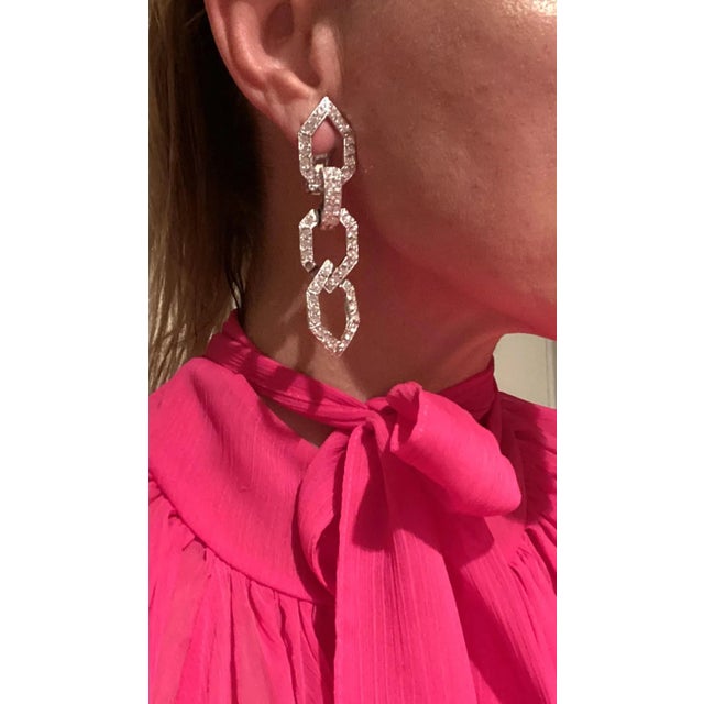 Kenneth Jay Lane Vintage Kenneth Jay Lane Faux Diamond Dangle Earrings, Pair For Sale - Image 4 of 12