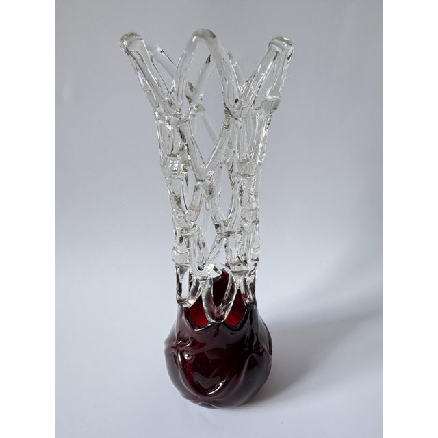 1980s Vintage Sculptural Art Glass Vase by Katarínska Huta, 1980s For Sale - Image 5 of 12
