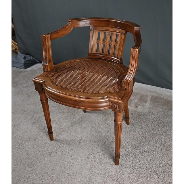 Small Late 19th Century Louis XVI Style Walnut Office Chair For Sale - Image 15 of 18