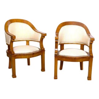 Pair of Antique Biedermeier Cherrywood Armchairs, Attr. to Joseph Danhauser For Sale