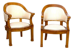 Pair of Antique Biedermeier Cherrywood Armchairs, Attr. to Joseph Danhauser