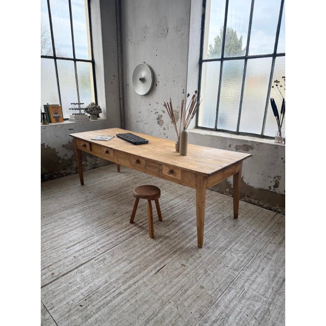 Pine and Oak Farmhouse Table with Drawers, 1950s For Sale - Image 15 of 18
