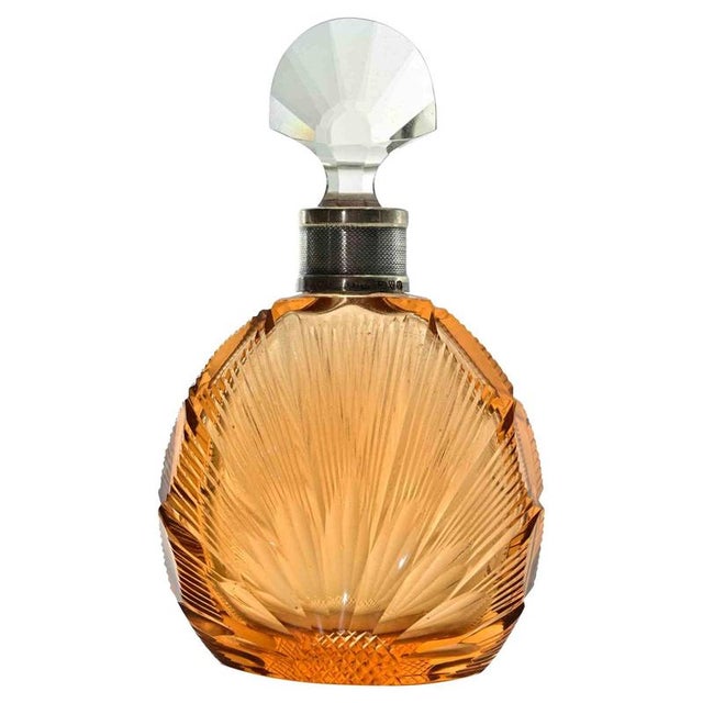 Art Deco European Glass Bottle with Sterling Silver Neck, 1930s For Sale - Image 6 of 6