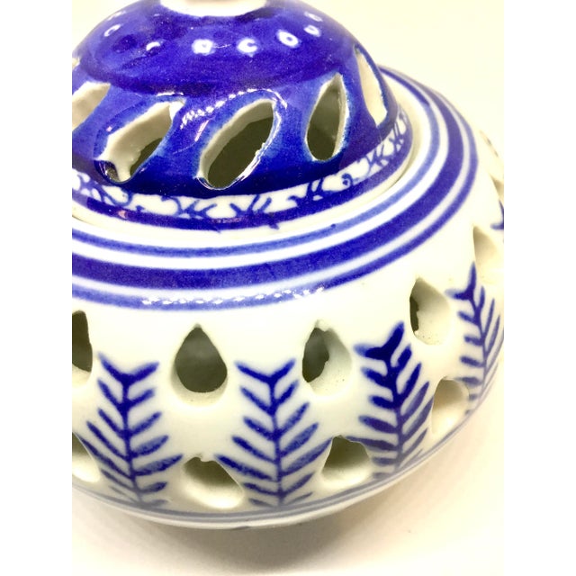 Blue Potpourri Incense Porcelain Burner by Silvestri For Sale - Image 8 of 11