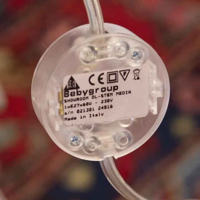 Vintage Chrome Floor Lamp with Handmade Purple Floral Decorated Shade, Italy For Sale - Image 9 of 13