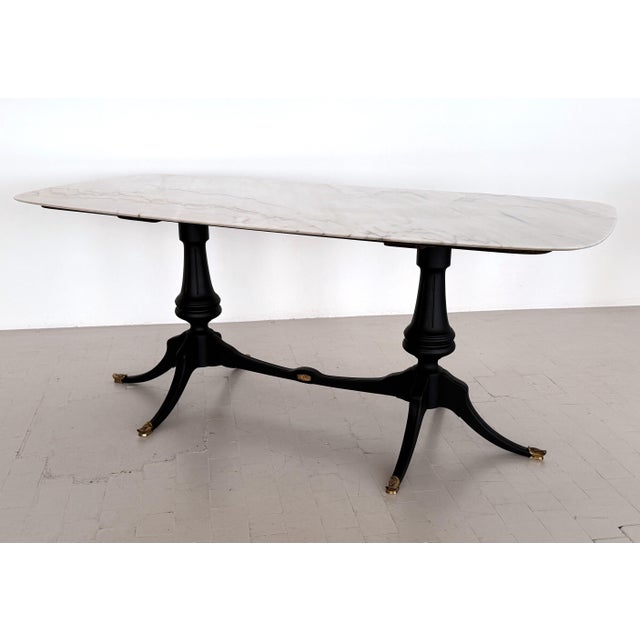 Midcentury Modern Italian Sculptural Dining Room Table with Marble Top, 1950s For Sale - Image 16 of 18